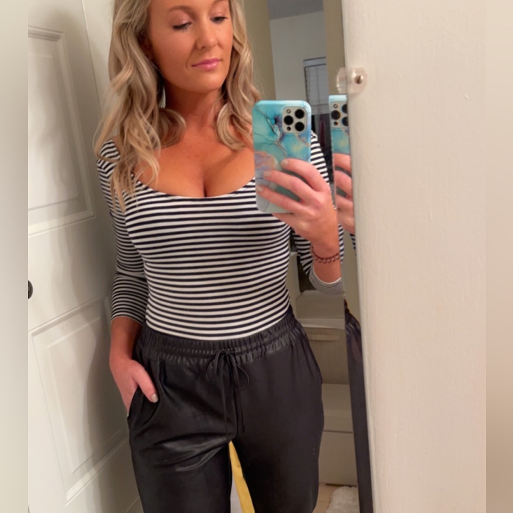 bodysuit black and white stripe